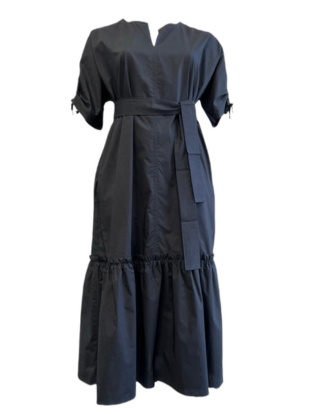 Marina Rinaldi Women's Black Decaedro Short Sleeve Cotton Maxi Dress