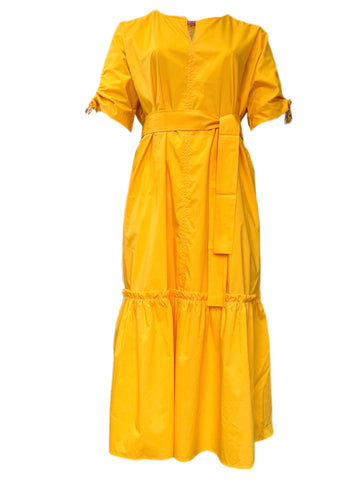 Marina Rinaldi Women's Yellow Decaedro Cotton Maxi Dress NWT