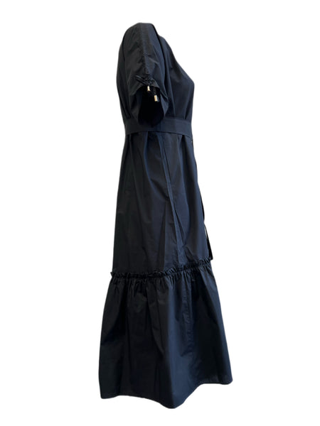 Marina Rinaldi Women's Black Decaedro Short Sleeve Cotton Maxi Dress