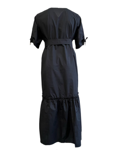 Marina Rinaldi Women's Black Decaedro Short Sleeve Cotton Maxi Dress