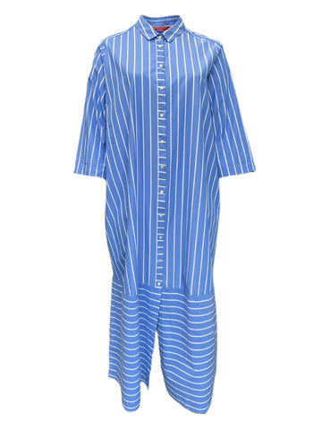 Marina Rinaldi Women's Blue Decisivo Striped Cotton Shirt Dress NWT