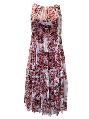 Marina Rinaldi Women's Red Deciso Sleeveless Printed Silk Maxi Dress Size 16W/25