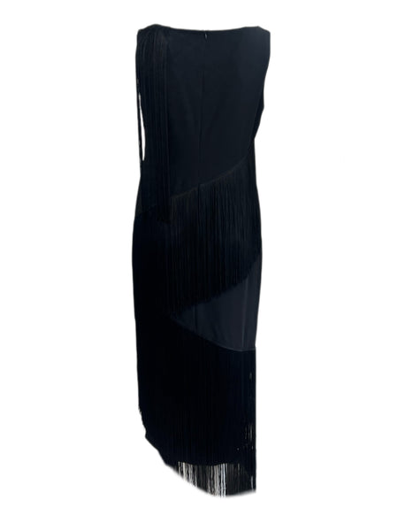 Marina Rinaldi Women's Black Decorare Fringe Trim Dress NWT