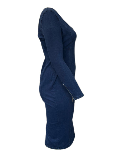 Marina Rinaldi Women's Blue Dedal Zipper Closure Sheath Dress Size 12W/21 NWT