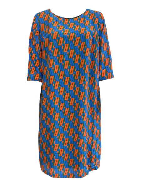 Marina Rinaldi Women's Orange Dedalo Printed Silk Maxi Dress NWT