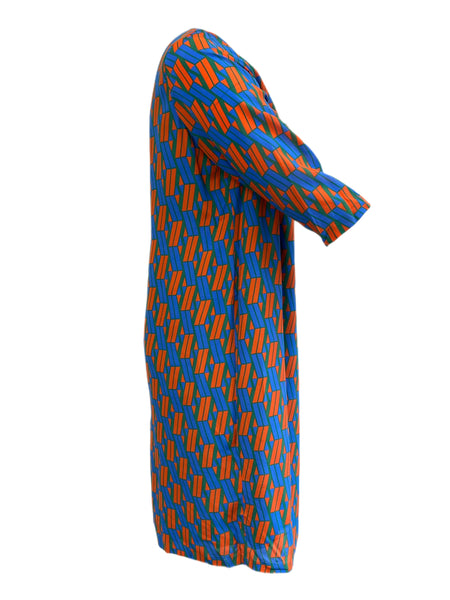 Marina Rinaldi Women's Orange Dedalo Printed Silk Maxi Dress NWT