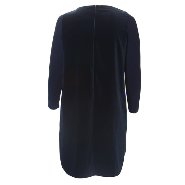 MARINA RINALDI Women's Navy Dedotto Velour Dress $495 NWT