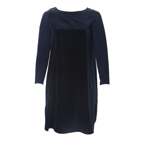 MARINA RINALDI Women's Navy Dedotto Velour Dress $495 NWT