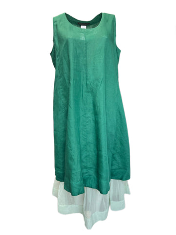 Marina Rinaldi Women's Green Dehli Sleeveless Flax Maxi Dress Size 22W/31 NWT