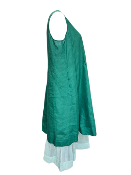 Marina Rinaldi Women's Green Dehli Sleeveless Flax Maxi Dress Size 22W/31 NWT