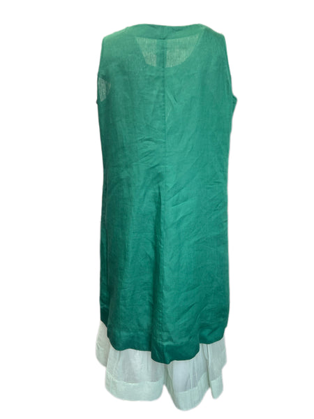 Marina Rinaldi Women's Green Dehli Sleeveless Flax Maxi Dress Size 22W/31 NWT