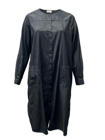 Marina Rinaldi Women's Black Delfino Cotton Shirt Dress NWT
