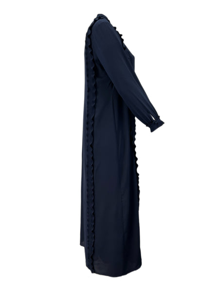 Marina Rinaldi Women's Navy Demetra Ruffle Frot Maxi Dress NWT
