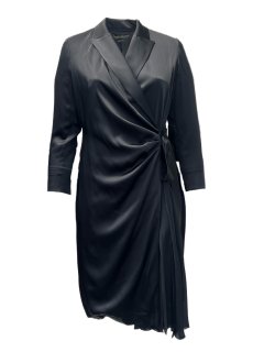 Marina Rinaldi Women's Black Denise Wrap Shift Dress NWT