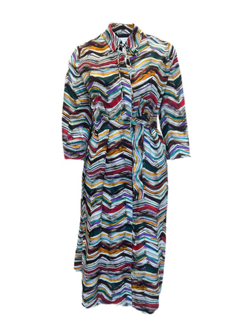 Marina Rinaldi Women's Multicolor Denotare No Belt Cotton Shirt Dress NWT