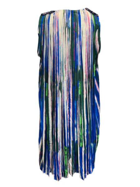 Marina Rinaldi Women's Multicolored Depliant Pleated Maxi Dress NWT