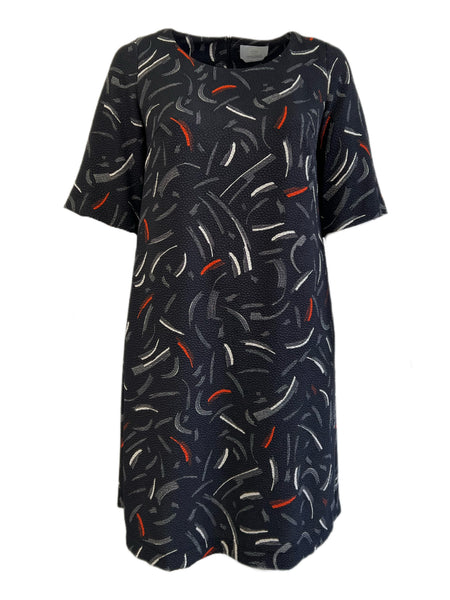 Marina Rinaldi Women's Nero Derby Short Sleeve Shift Dress NWT