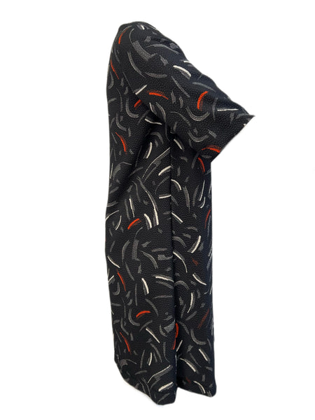 Marina Rinaldi Women's Nero Derby Short Sleeve Shift Dress NWT