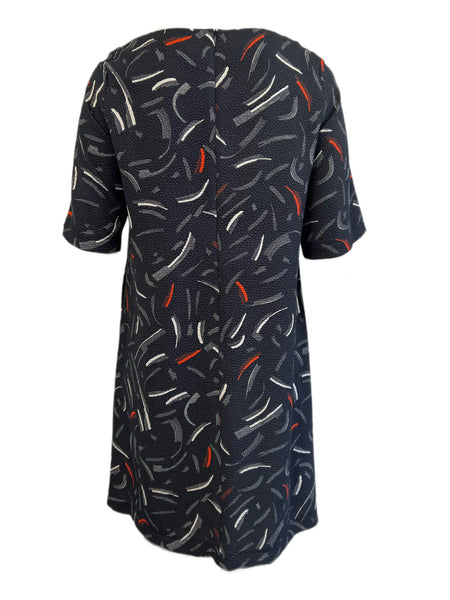 Marina Rinaldi Women's Nero Derby Short Sleeve Shift Dress NWT