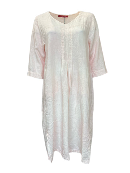 Marina Rinaldi Women's Pink Derosa Short Sleeve Flax Shift Dress NWT