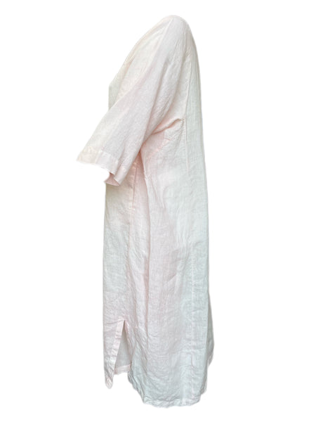 Marina Rinaldi Women's Pink Derosa Short Sleeve Flax Shift Dress NWT