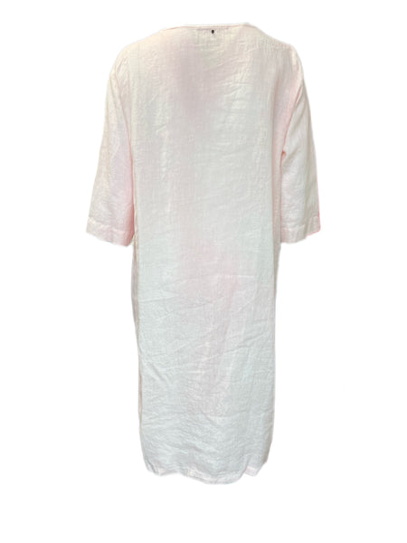 Marina Rinaldi Women's Pink Derosa Short Sleeve Flax Shift Dress NWT