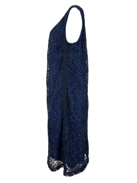 Marina Rinaldi Women's Navy Desideri Sleeveless Lace Dress NWT