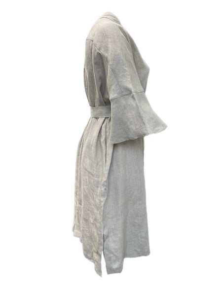 Marina Rinaldi Women's Sand Destro Button Front Flax Shirt Dress