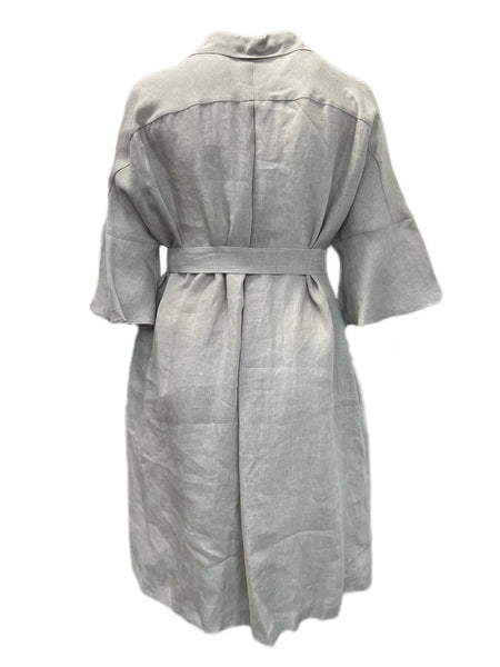 Marina Rinaldi Women's Sand Destro Button Front Flax Shirt Dress