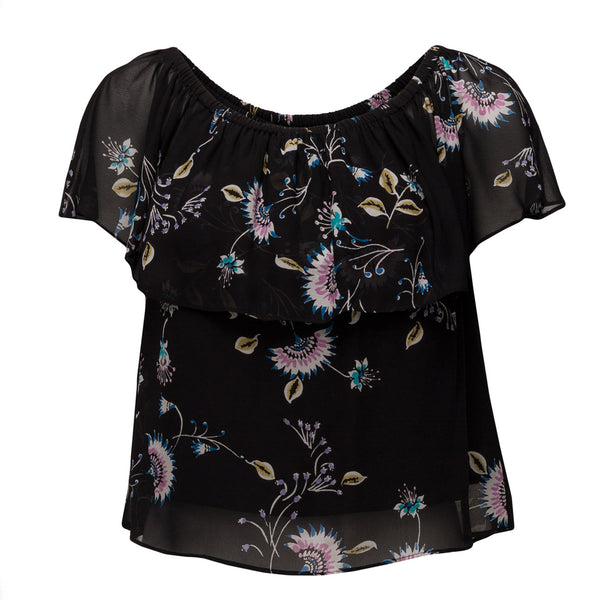 REBECCA MINKOFF Women's Black Multi Off-The-Shoulder Dev Top $248 NWT