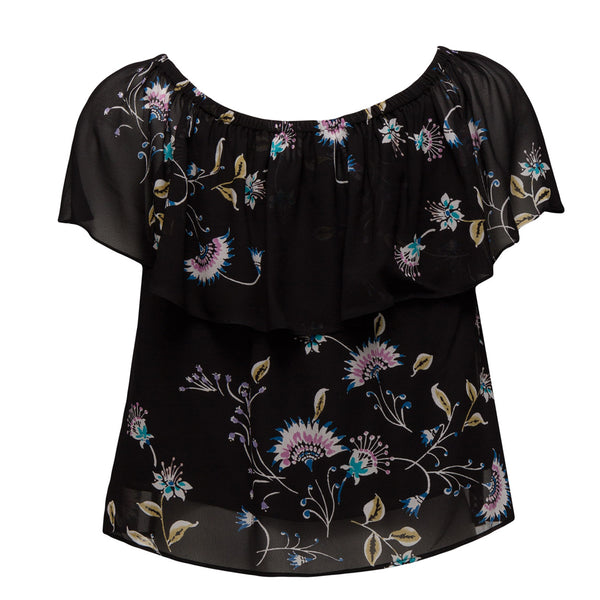 REBECCA MINKOFF Women's Black Multi Off-The-Shoulder Dev Top $248 NWT