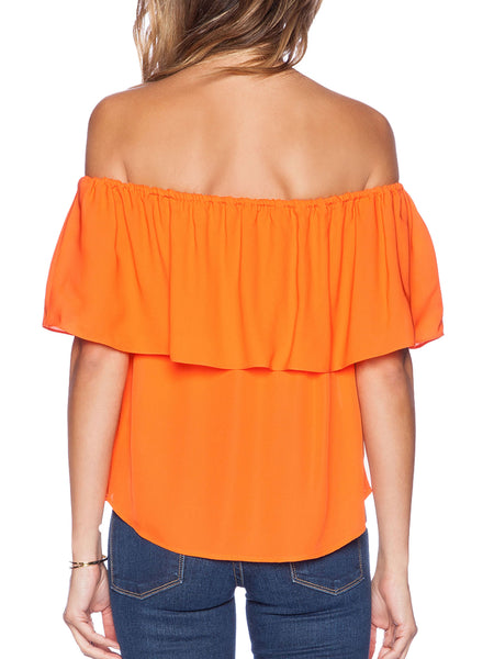 REBECCA MINKOFF Women's Persimmon Ruffled Dev Top $198 NWT