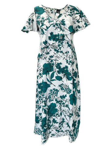 Marina Rinaldi Women's Green Devon Floral Printed Maxi Dress Size 8W/17 NWT