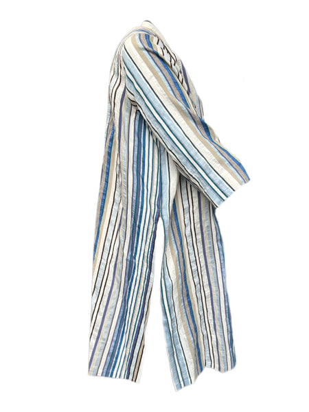 Marina Rinaldi Women's Blue Diabase Button Down Striped Dress NWT