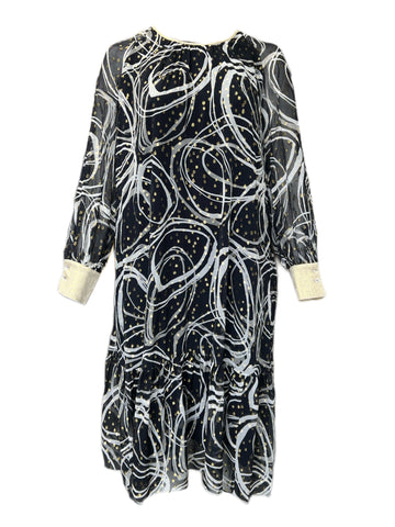 Marina Rinaldi Women's Nero Diadema Long Sleeve Maxi Dress NWT