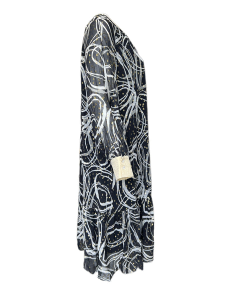 Marina Rinaldi Women's Nero Diadema Long Sleeve Maxi Dress NWT