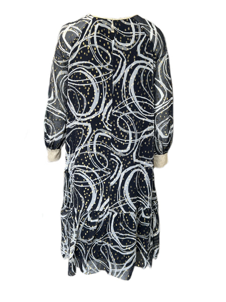 Marina Rinaldi Women's Nero Diadema Long Sleeve Maxi Dress NWT