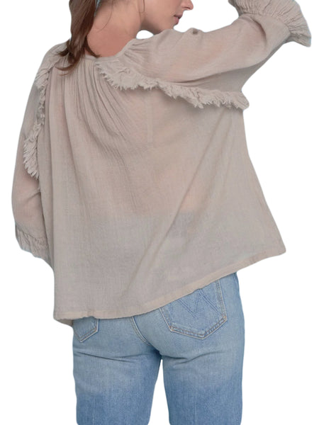 ROBERTA ROLLER RABBIT Women's Latte Diane Top $145 NEW