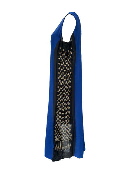 Marina Rinaldi Women's Blue Diapason Zipper Closure Shift Dress NWT