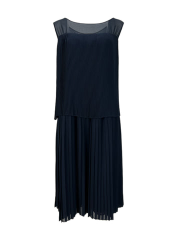 Marina Rinaldi Women's Navy Diario Sleeveless Pleated Dress NWT