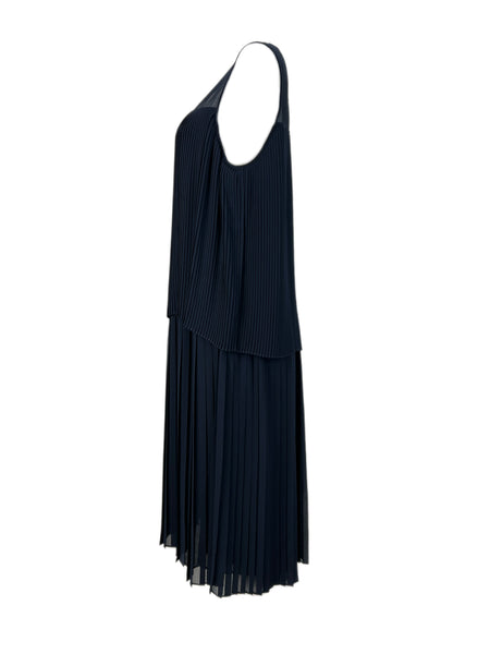 Marina Rinaldi Women's Navy Diario Sleeveless Pleated Dress NWT