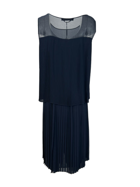Marina Rinaldi Women's Navy Diario Sleeveless Pleated Dress NWT