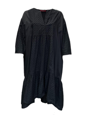 Marina Rinaldi Women's Black Dicitura Embroidered A Line Dress NWT