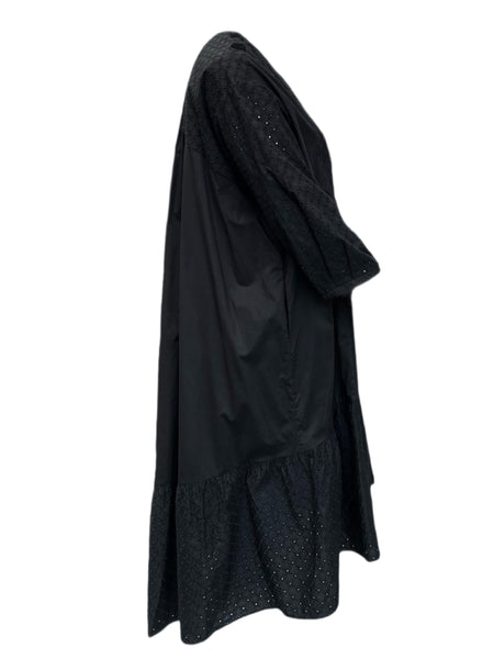 Marina Rinaldi Women's Black Dicitura Embroidered A Line Dress NWT