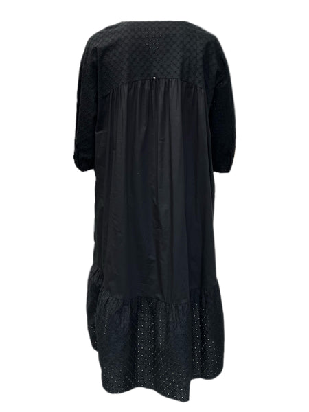 Marina Rinaldi Women's Black Dicitura Embroidered A Line Dress NWT