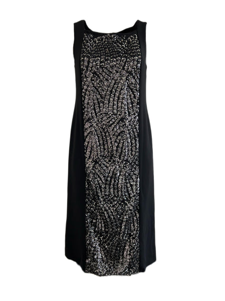 Marina Rinaldi Women's Black Dicoreo Sequins Front Sheath Dress NWT