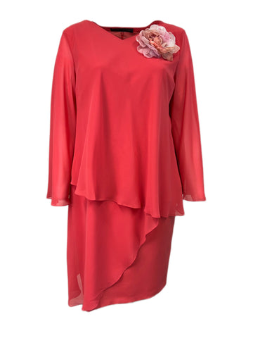 Marina Rinaldi Women's Pink Diesis Removable Brooch Front Maxi Dress Size 18W/27
