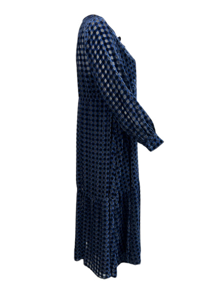 Marina Rinaldi Women's Navy Diga Keyhole Neck Velour Shift Dress NWT