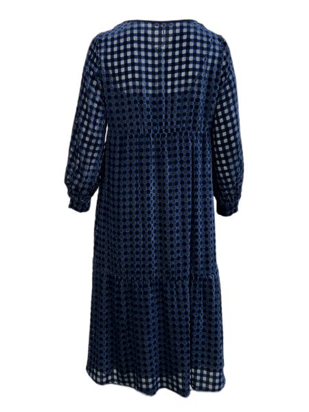 Marina Rinaldi Women's Navy Diga Keyhole Neck Velour Shift Dress NWT