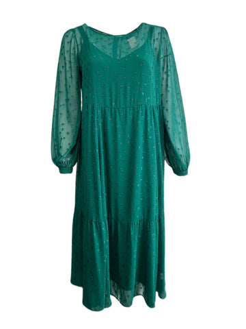 Marina Rinaldi Women's Green Diletto Long Sleeve Sheer Maxi Dress